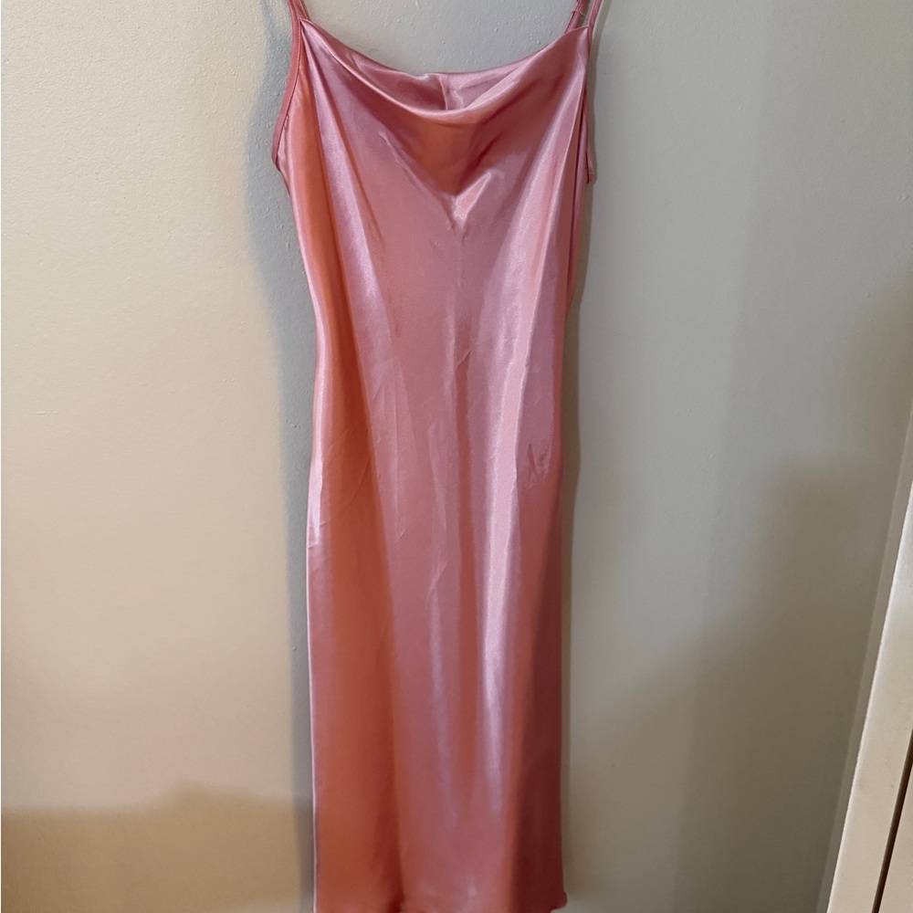 Vintage Y2K bebe Pink Satin Slip Maxi Dress – Size S